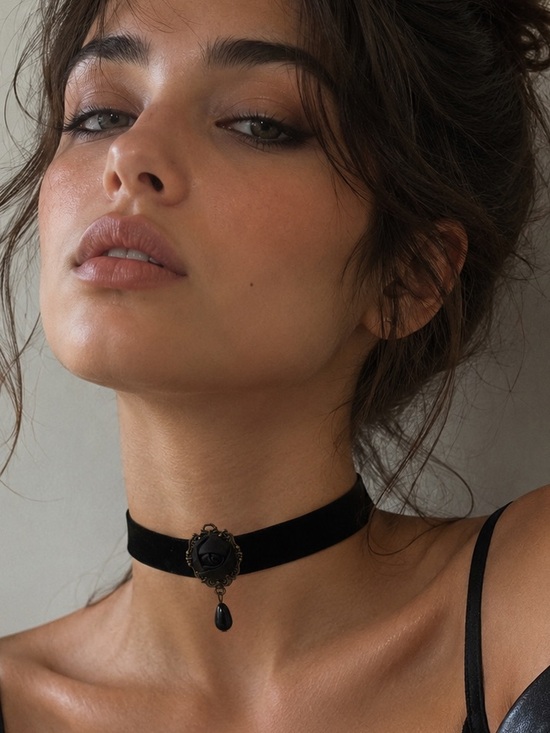 Jewelry - Black Velvet Gothic Pendant Choker Necklace -